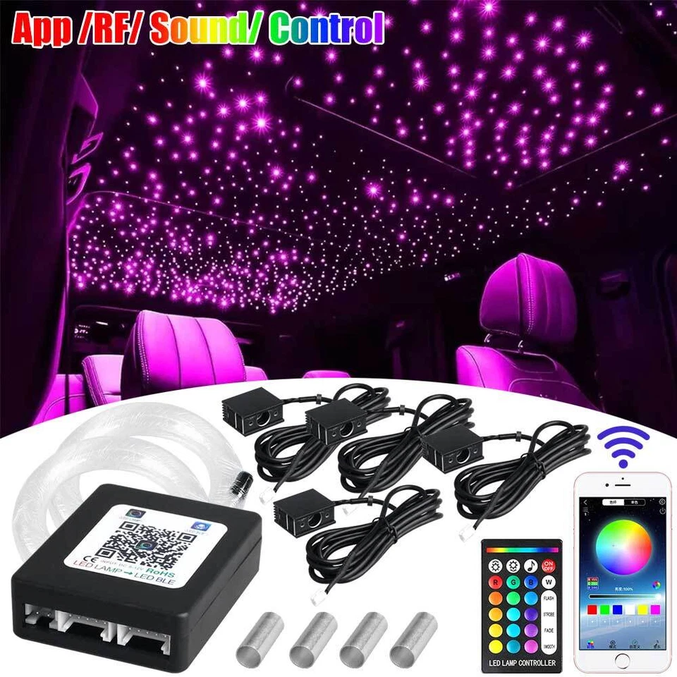 300-1800 RGB Headliner Star Light kit Car Roof Ceiling Light Fiber Optic App 12V - Image 2 of 4