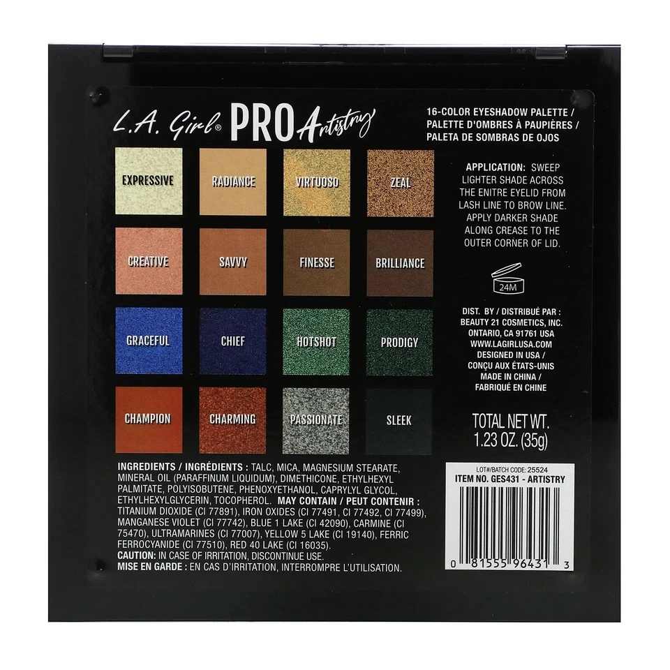 L.A. Paleta de sombras de ojos de 16 colores para niñas LA Girl Pro Artistry Foto 3 de 3