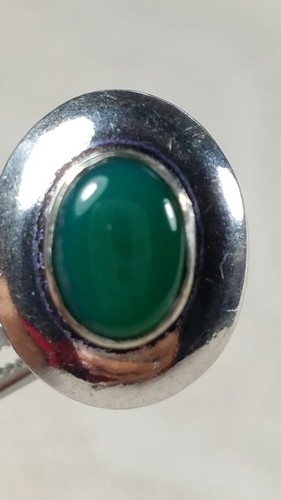 GREEN AGATE OVAL DESIGN 14mm POST STUD STERLING SILVER EARRINGS 4g - Picture 6 of 7