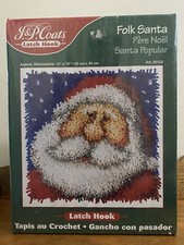 J P Coats Folk Santa Latch Hook Kit Sealed 12" x 12"