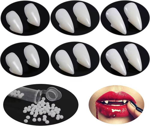6 Pair Vampire Teeth Fangs with Adhesive for Cosplay Prop Decoration Halloween P - Picture 3 of 12