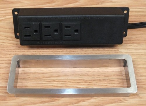 Recessed AC Power Plug Strip w/ Stainless Cover (E317850) (2 or 3 Outlets) READ - Picture 10 of 17