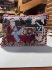 Needlepoint Farmer Santa With Farm Animals Pillow 15in X 10 In