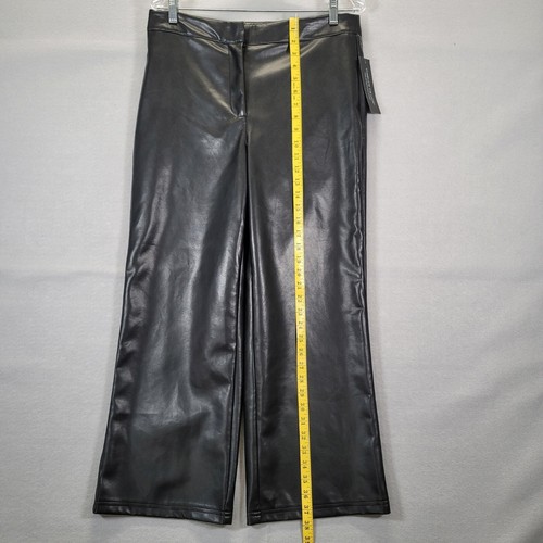 BAGATELLE COLLECTION Black Faux Leather High Waist Crop Wide Leg Pants M - Picture 4 of 15