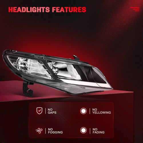 For 2006-2011 Honda Civic LED DRL Headlights Assembly Black Housing Pair - Picture 2 of 8