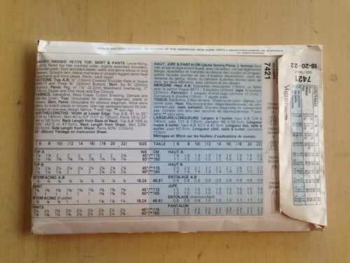 1980's Sm Vogue Sewing Pattern, CUT, Choose Your Style V1 - Picture 13 of 43
