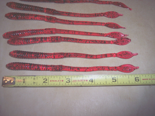 Señuelo para peces lubina uva roja Gusano de gelatina Manns 6" paquete de 10 unidades Señuelo para gusanos de tierra descontinuado - Imagen 2 de 6