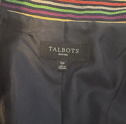 Talbots NWOT Colorful Striped Mandarin Collar Blazer Jacket Size 12 Petite 12P - Picture 14 of 17