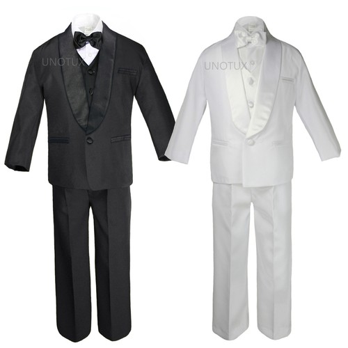 Baby Toddler Teen Boys Wedding Formal Shawl Lapel Suits Tuxedos Black/White S-20