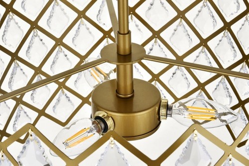Crystal Chandelier Pendant Light Fixture Brass Color Dining Room or Kitchen 16" - Picture 8 of 11