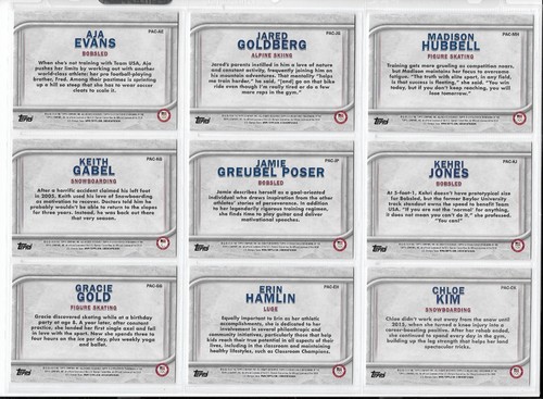 Juego completo de tarjetas Topps 2018 Olympics Pride Country (27) ~ Chloe Kim ~ VONN - Imagen 5 de 6