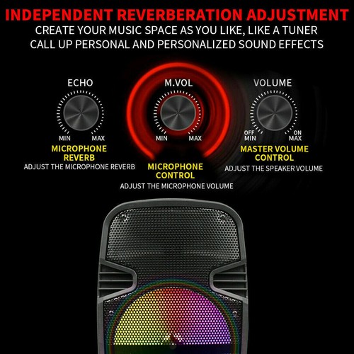 3000W 8" Subwoofer Portable Bluetooth Speaker Sound System Party w/Micro DJ FM - Picture 7 of 15