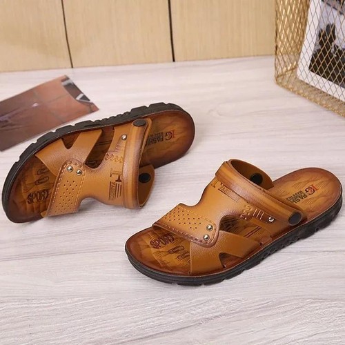 Sandalias De Piel Para Hombre Sandalia De Cuero Moda De Playa Para Verano - Picture 5 of 14