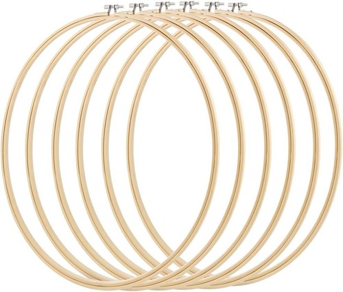 Smooth Finish 16-Inch Wood Embroidery Hoops - 6 Pieces for Creative Projects - Picture 3 of 9