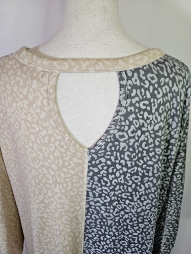 Cato Damen Strick Tunika Oberteil Gr. XL Animal Print Langarm Keyhold Back - Bild 6 von 9