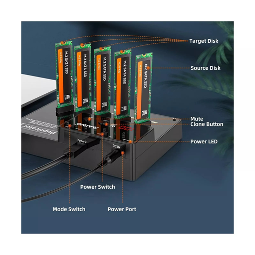 MAIWO 5 Bay M.2 SATA NGFF Duplicator Cloner, 5Gbps USB 3.0 to M.2 SATA FREE SHIP - Picture 16 of 17