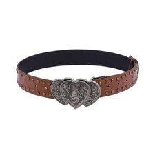 Cowgirl Western Belt for Women with Heart Buckle Leather Ladies Belts for Jea...