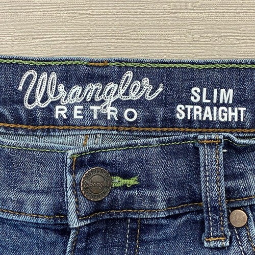 Wrangler Retro Jeans Mens 34 x 32 Slim Straight Western Cowboy Medium Wash Denim - Picture 4 of 16