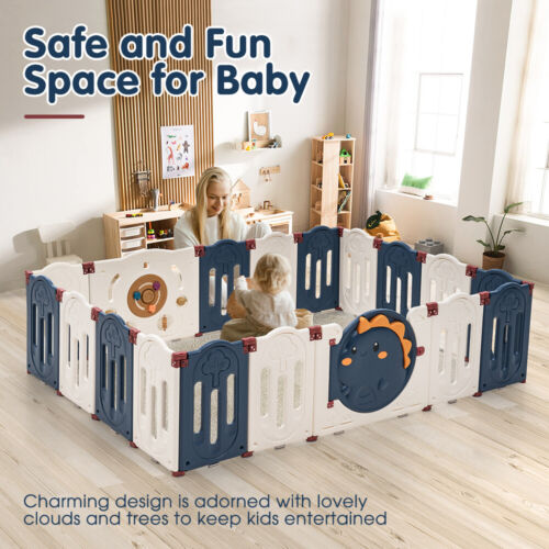 Playpals Kids Playpen Baby Large Safety Gate Toddler Fence Child Play 14 Panels - Picture 7 of 12