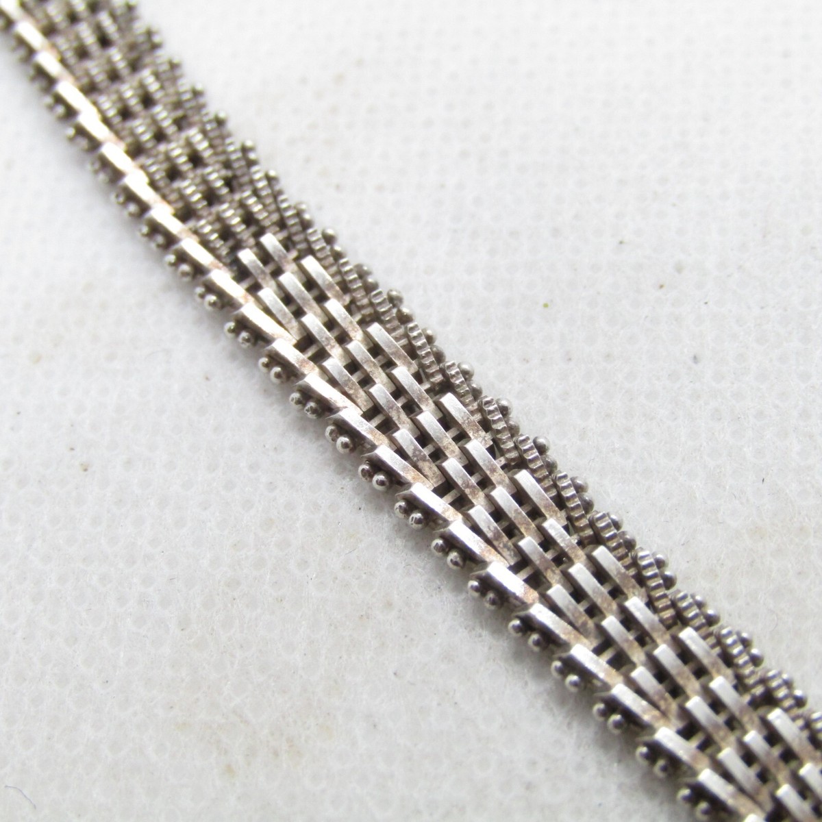 【 mexican jewelry 925 】 TJ-36 Mexico Sterling Silver 925 Woven Linked Necklace 19