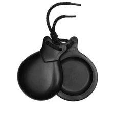 Pair of flamenco castanets model CONCIERTO black fiber. Normal SIZE with RED bag