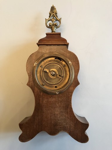 Antique Art Nouveau Small Wallnut Wood Cartel Desk Clock France Circa 1880s - Picture 5 of 6