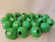 Lot of 20 Large Green Wood Beveled Macrame Craft Beads 1-3/8" Inch 34mm Vintage