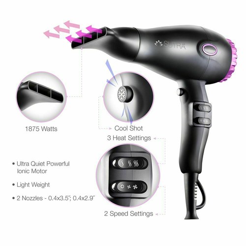 Nuovo Sutra Beauty Forte IONIC soffiatore nero 1875 Watt bonus omaggio ferro piatto - Foto 2 di 4