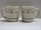 SET OF 2 LONGABERGER WOVEN TRADITIONS GREEN HERITAGE MUGS CUPS 4" TALL USA MADE