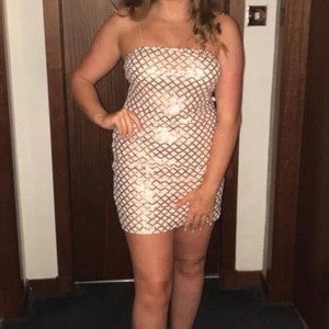 pretty little thing gold dress