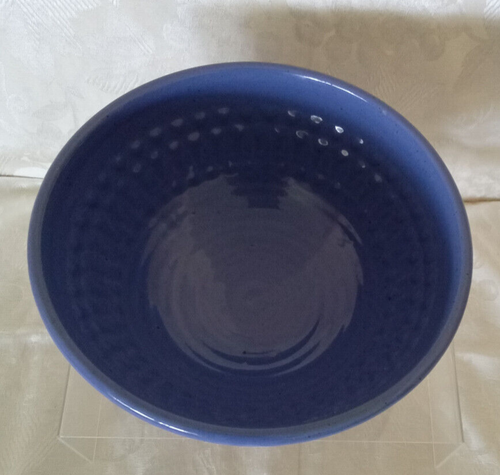 Signed Art Pottery Bowl Cobalt Blue Glossy Handmade Hand Thrown 9" Ceramic ooak - Picture 5 of 5