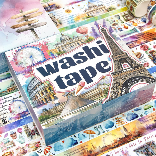 Washi Tape Set 18 Rolls - European Tourism Decorative Adhesive Masking Tape for - Picture 7 of 12