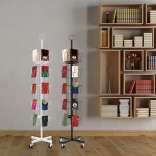 Greeting Card Rack Spins 20 Pocket Black/White Retail Display Rotating Holder