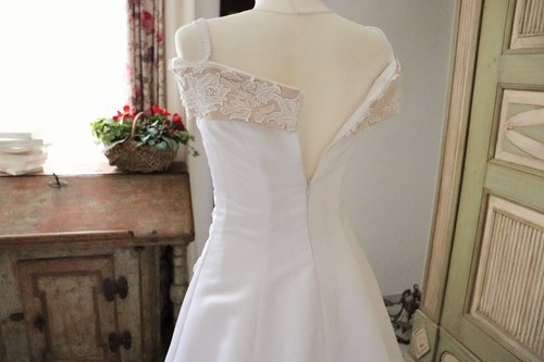 Rosen Perlen Schleppe Weites Prinzessinen Braut Kleid Weiß Champagne S 34 36 - Bild 7 von 12