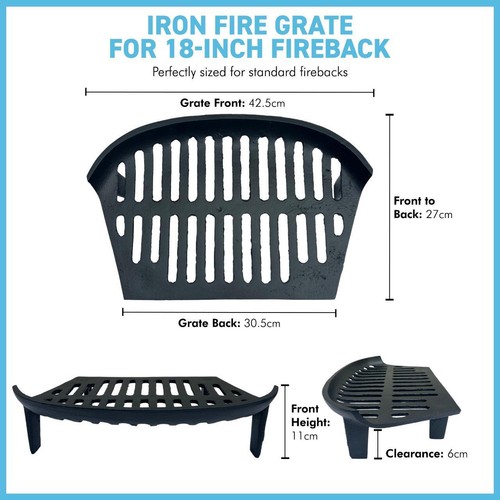 Heavy Duty 18-Inch Iron Fire Grate | Fits 18-Inch Fireback - Picture 3 of 7
