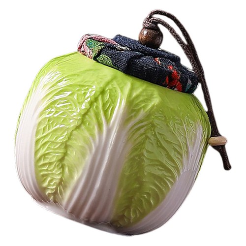 Mini barattolo da tè in ceramica barattolo da tè barattolo per caramelle contenitore a forma di cavolo cinese - Foto 4 di 12