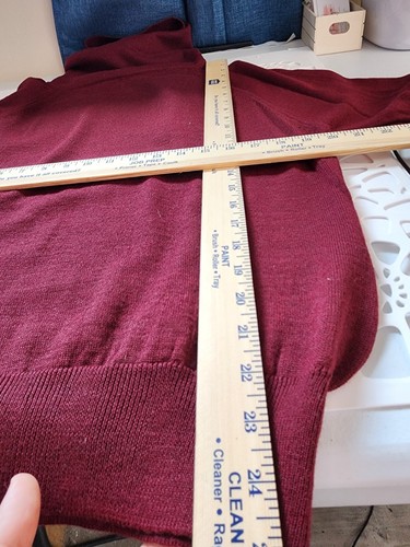 Vintage 80er Jahre rot Turteneck Pullover Wollmischung Dolmanärmel Schulterpolster groß - Bild 11 von 12