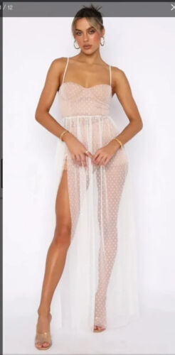 WHITE FOX Totally Bangin Mesh Maxi Dress White Size XS NWT - Picture 5 of 10
