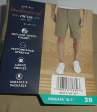  Weatherproof Mens Vintage QuickDry Lightweight Performance Shorts Khaki Size 38