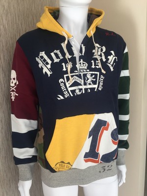 polo ralph lauren patchwork rugby hoodie