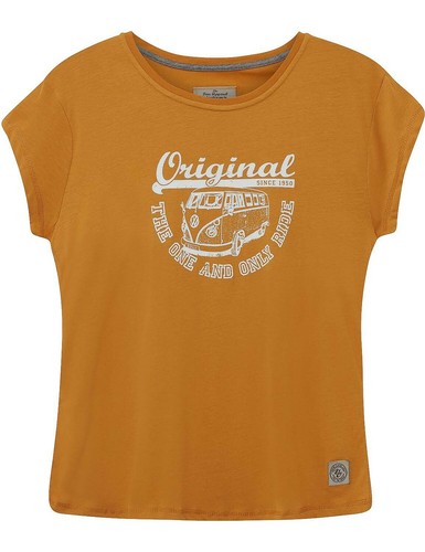 Damen T-Shirt VW Bulli Kult-Auto T1 Edition »ORIGINAL RIDE« Gelb Weiß - Picture 1 of 2