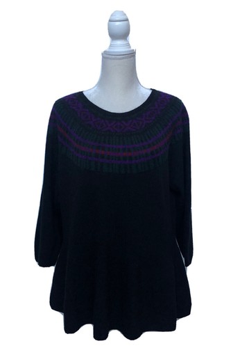 Ralph Lauren Woman 2X Sweater Women’s Black Multi Fair Isle Knit Top NEW $160.00