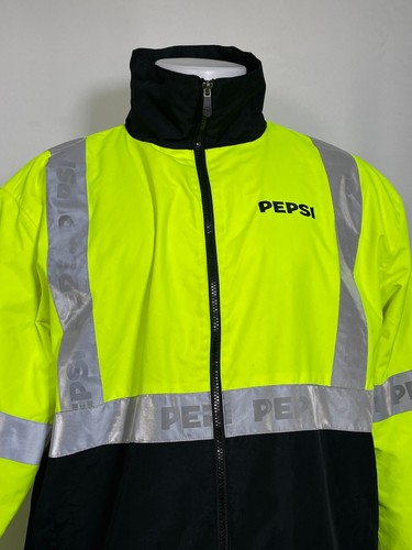 Pepsi Zero Zone High Vis Neon Green Reflective Full Zip Jacket Men's LARGE - Picture 4 of 13