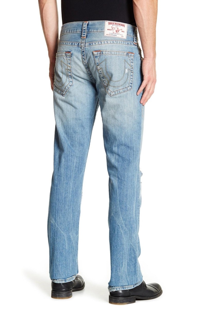 True Religion Jeans sz44 Straight Old Multi Stitching Ripped