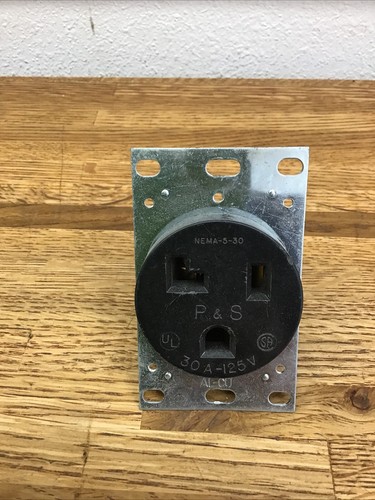30A 9308 / 5920 / 5371 NEMA 5-30R Straight Blade Receptacle Black Various Brands - Picture 1 of 5