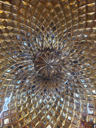 Vintage Indiana Carnival Glass Marigold Hostess Plate Gold Amber Ruffled Edge - Picture 4 of 9