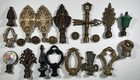 Lot Of 16 Antique Vintage Lamp Finials Cast Iron Metal Porcelain Ormolu