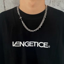 Double Layer Titanium Steel Star Link Chain Necklace for Men Women,Punk Hip Hop