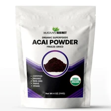 USDA Certified Organic ACAI Powder Freeze Dried 4oz Resealable Bag(Freeze-Dried)