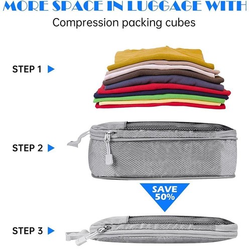 Juego de 5 bolsas de almacenamiento de viaje para ropa equipaje cubo organizador maleta - Imagen 11 de 25